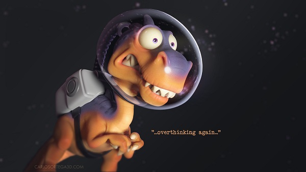 Scared Dino in Space.