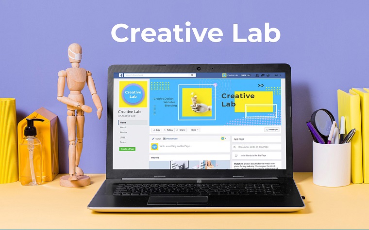Free Creative Lab Facebook Cover Template for Social Media.
