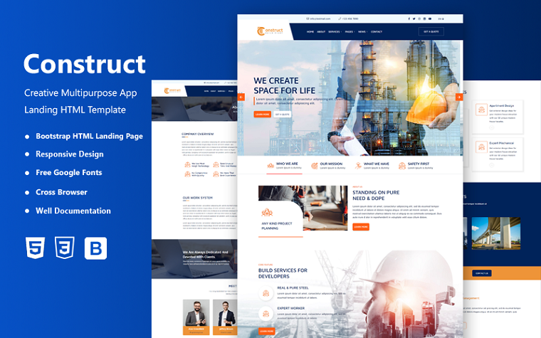 FREE Construct - Construction Company HTML5 Website Template.