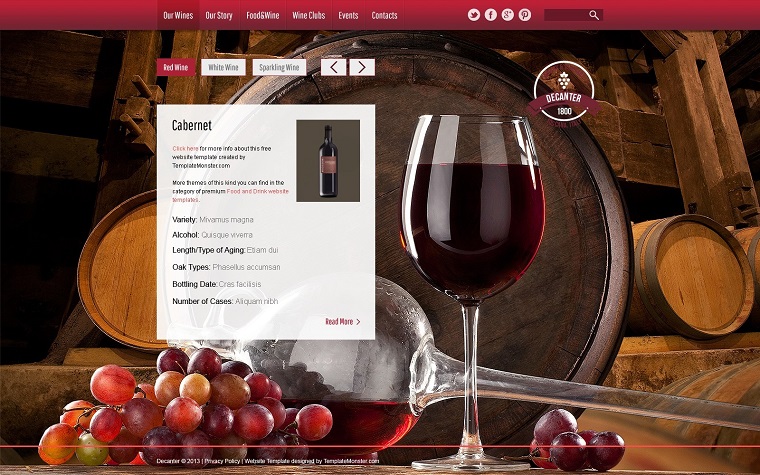 Wine & Winery Free HTML5 Theme Website Template.
