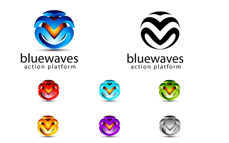Elegant 3D Wave Logo Design Template.